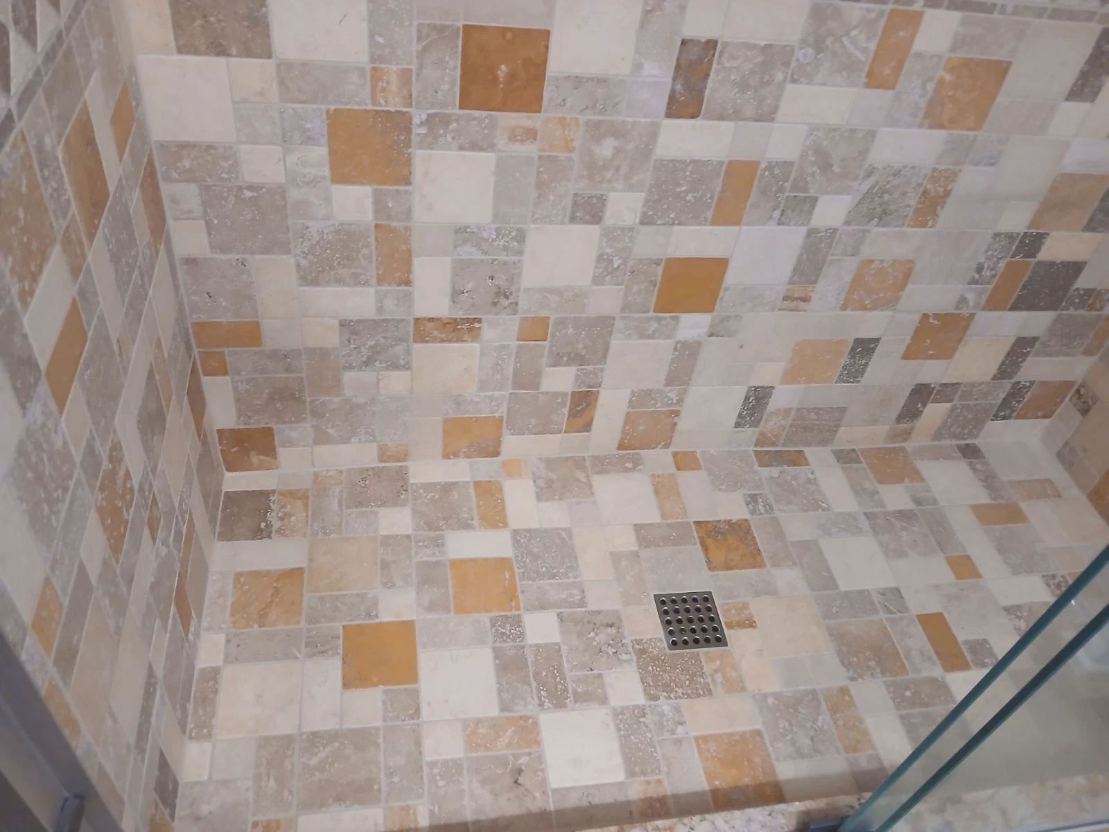 Shower renovation — stone floor detail